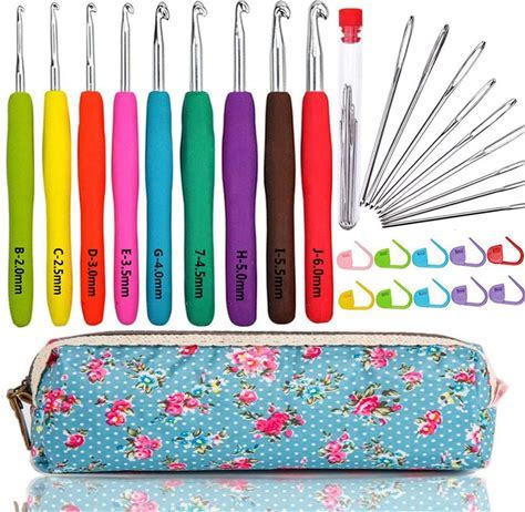 WooCrafts Large-Eye Blunt Needles Yarn Knitting Plus Crochet Hooks Set